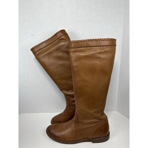 Frye Paige Hurache Leather Flat Tall Boots in Cognac Size 7.5 Womens NWB READ